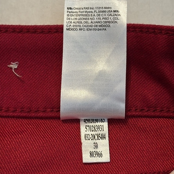 NWOT Chico's Cherry Red High-Rise Straight-Leg Crops US Size 8 Chico's Size 1 - Picture 9 of 13